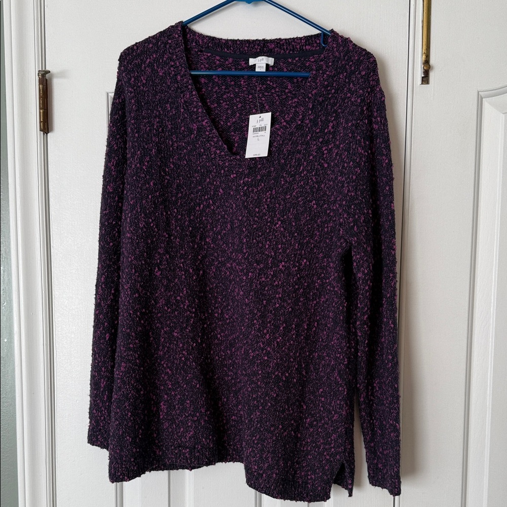 J. Jill Textured Purple Long Sleeve Top